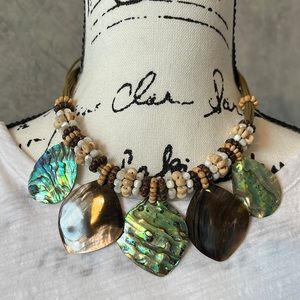 Shell Necklace-Turquoise & Brown